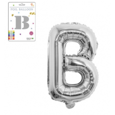 Фольгированный надувной шар буквы, буква B, 16 дюймов (40,5 см). Серебро