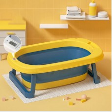 Складная ванночка для купания детей,  78×45×20 см с термометром, желтая с синим