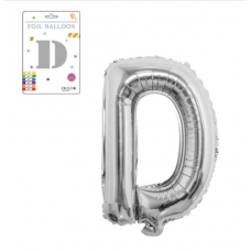 Фольгированный надувной шар буквы, буква D, 16 дюймов (40,5 см). Серебро