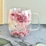 Стеклянная чашка с двойными стенками и дном, украшенная сухоцветами персиковыми, 350 мл