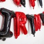 Набір надувних фольгованих кульок для створення композиції Happy Birthday. Червоно-чорний