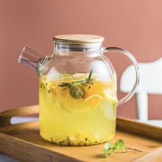 Чайник заварочный стеклянный с бамбуковой крышкой, 1800 мл