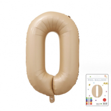 Фольгированный надувной шар 101,5 см. Цифра 0. Бежевый