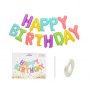 Набор надувных фольгированных шариков для создания композиции Happy Birthday. Разноцветные матовые