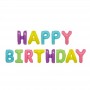 Набор надувных фольгированных шариков для создания композиции Happy Birthday. Разноцветные матовые