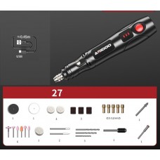 Електричний міні-гравер ARIDOO з розширеним набором насадок (27 предметів)