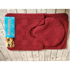 Набор ковриков для ванной и туалета 3 шт Красный