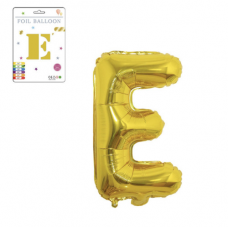 Фольгированный надувной шар буквы, буква E, 16 дюймов (40,5 см). Золото