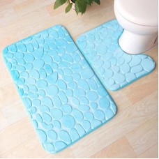 Уцінка.Набір 3-D текстурних килимків для ванної та туалетної кімнати, 2 шт (80*50; 41*49). Морські камінчики. Блакитний