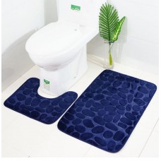 Набор 3-D текстурных ковриков для ванной и туалетной комнаты, 2 шт. Морские камешки. Синий