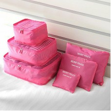 Набор дорожных сумок-органайзеров 3+3. Розовый