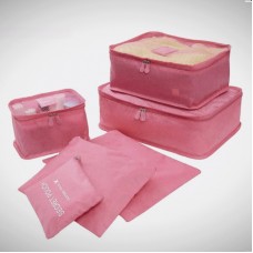 Набор дорожных сумок-органайзеров 3+3. Розовый