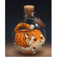 Алмазная мозаика &quot;Кот в бутылке&quot;, картина стразами. Матовая. 25*30 см