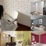 Самоклеющиеся 3D панели для стен, кирпичики. Розовый.