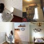 Самоклеющиеся 3D панели для стен, кирпичики. Розовый.