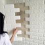 Самоклеющиеся 3D панели для стен, кирпичики. Розовый.