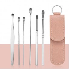 Портативный набор инструментов для чистки ушей в чехле, 6 шт/набор. Розовый