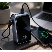 Універсальний повербанк 20 000 мАч із швидкою зарядкою 22.5W та LED-індикатором. Сірий