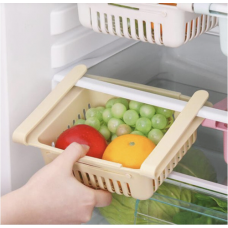 Уценка. Раздвижной пластиковый контейнер для хранения продуктов в холодильнике. Бледно-желтый