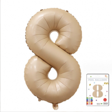 Фольгированный надувной шар 101,5 см. Цифра 8. Бежевый