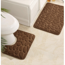 Набор 3-D текстурных ковриков для ванной и туалетной комнаты, 2 шт. Морские камешки. Коричневый