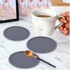 Силиконовая термостойкая подставка под чашку, 10 см. Серая