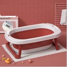Складная ванночка для купания детей,  78×45×20 см с термометром, белый с красным