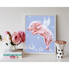 Алмазная мозаика &quot;Mini pig&quot;, вышивка камнями, набор. Матовая. 20*30 см