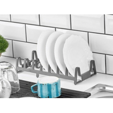 Подставка-сушилка для посуды и крышек, пластиковая, 29*13,5*6,5 см. Серый