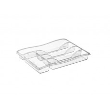 Органайзер-підставка для зберігання столових приладів, 33*25,5*5 см. Прозоро-сірий