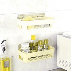 Полка пластиковая для ванной комнаты на самоклеющейся основе. 25,5*10*7 см. Желтая