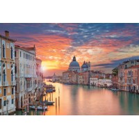 Алмазна мозаїка &quot;Захід сонця у Венеції&quot;, матова картина стразами 40*30 см