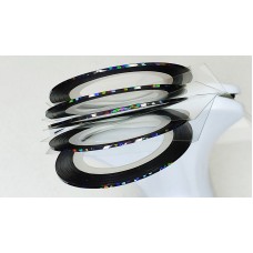 Лента для дизайна ногтей 1 мм. Голографеский Черный Лента для дизайна ногтей 1 мм. Голографеский Черный