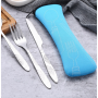 Набор столовых приборов 3 в 1 + чехол. Голубой