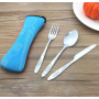 Набор столовых приборов 3 в 1 + чехол. Голубой