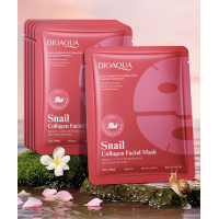 Тканинна маска для обличчя з муцином равлика BIOAQUA Snail Collagen, 30 мл