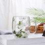 Набір скляних чашок з подвійними стінками, прикрашені білими сухоцвітами з зеленим, 2 шт*250 мл