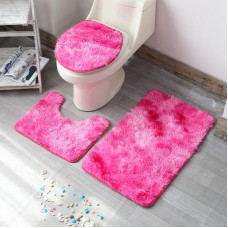 Набор меховых ковриков для ванной и туалетной комнаты, 3 шт. Розовый