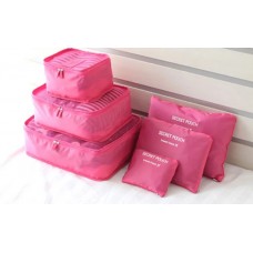 Набор дорожных сумок-органайзеров 3+3. Ярко-розовый