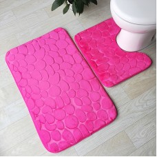 Набор 3-D текстурных ковриков для ванной и туалетной комнаты, 2 шт. Морские камешки малиновый