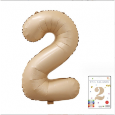 Фольгированный надувной шар 101,5 см. Цифра 2. Бежевый