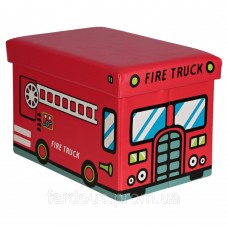 Пуф короб складной, ящик для игрушек &quot;Пожарная машина&quot;