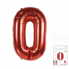 Фольгированный надувной шар 81 см. Цифра 0. Красный