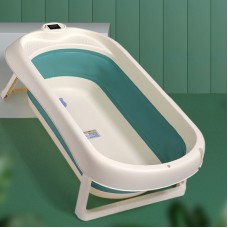 Детская ванночка для купания складная 80×46×20(16) см с термометром. Голубая