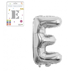 Фольгированный надувной шар буквы, буква E, 32 дюйма (81 см). Серебро