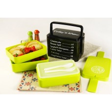 Ланч-бокс трехъярусный Today’s menu для обедов, 20*13*10 см. Салатовый