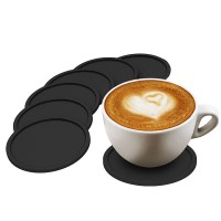 Силіконова термостійка підставка під чашку, 10 см. Чорна