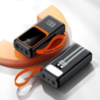 Повербанк 30000 mAh с быстрой зарядкой PD20W и фонариком, черный