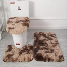 Набор меховых ковриков для ванной и туалетной комнаты, 3 шт. Коричневый