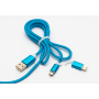 Кабель для зарядки USB 2 в 1 Lightning/ MicroUSB, 2A, 1 метр. Блакитний